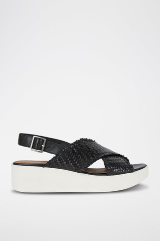 Sandales compensées en cuir Laudara - Noir