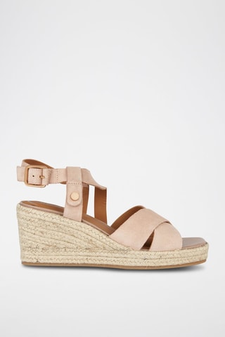 Sandales compensées en nubuck Panarea - Nude