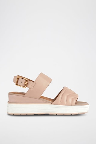 Sandales compensées en cuir de mouton nappa Rosita B - Nude