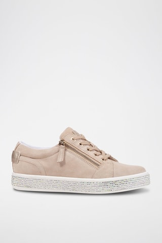 Baskets en cuir nappa nubuck Leelu - Taupe clair