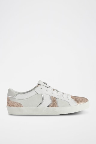Baskets en cuir et cuir nappa Warley - Blanc et doré rose