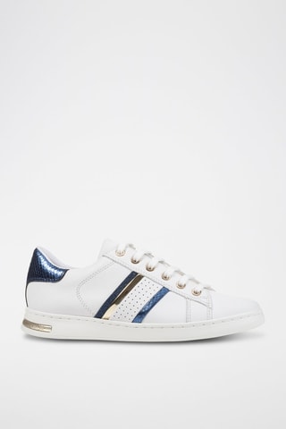 Baskets en cuir et cuir de chèvre nubuck Jaysen - Blanc et bleu marine