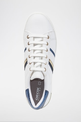 Baskets en cuir et cuir de chèvre nubuck Jaysen - Blanc et bleu marine