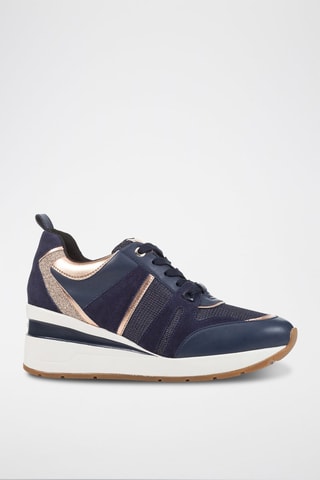 Baskets compensées en cuir Zosma - Bleu et doré