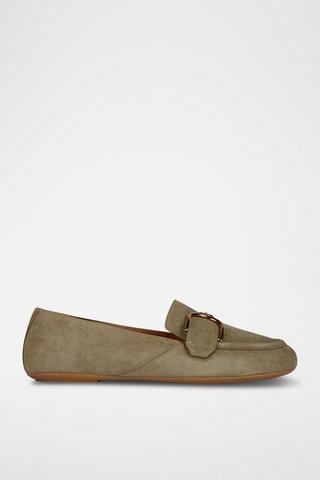 Mocassins en cuir de chèvre nubuck Palmaria - Pistache