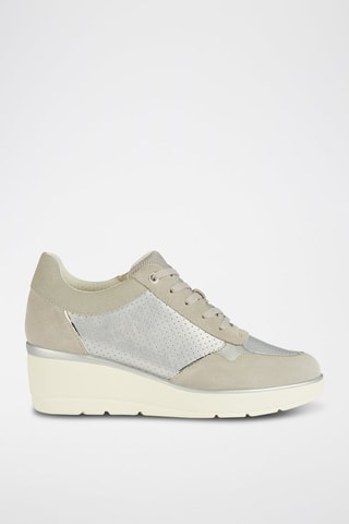 Baskets compensées en cuir de veau nubuck Calzature - Argenté et gris clair