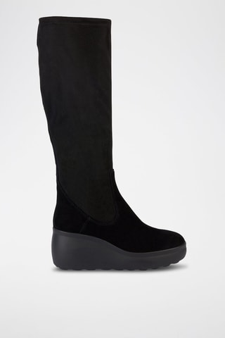 Bottes compensées en cuir de chèvre nubuck Spherica - Noir