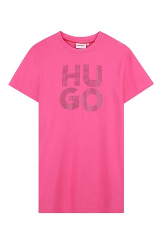 Robe t-shirt en coton biologique - Rose et gris clair - Hugo