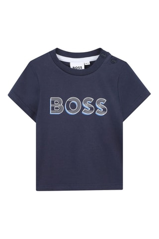 T-shirt en coton biologique - Bleu foncé - Boss