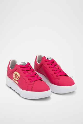 Baskets plateformes en cuir - Love Moschino - Fuchsia