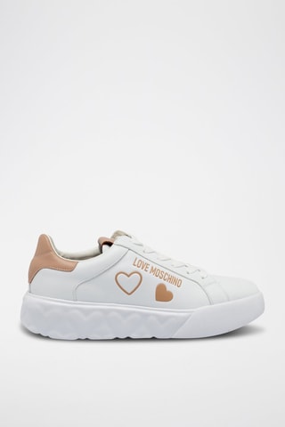 Baskets plateformes en cuir - Love Moschino - Blanc