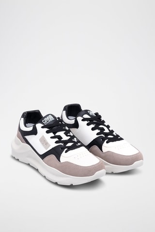 Baskets en nubuck - Blanc, noir et beige