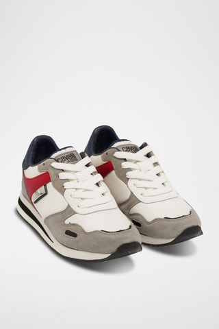Baskets en nubuck - Rouge, noir et beige