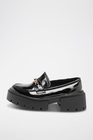Mocasines de charol con plataforma - Negro