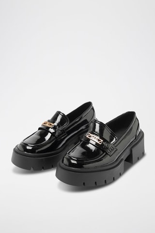 Mocasines de charol con plataforma - Negro