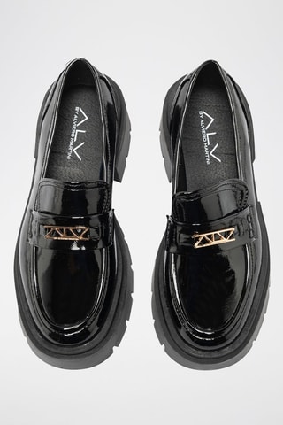 Mocasines de charol con plataforma - Negro