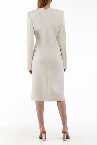 Vestido direito em lã - Creme - Bege