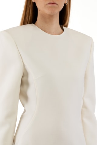 Vestido direito em lã - Creme - Bege