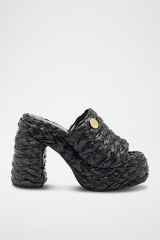 Mules com plataforma - Preto - Preto