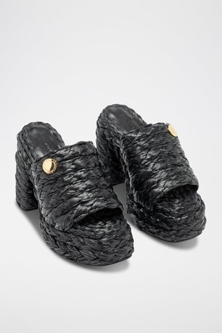 Mules com plataforma - Preto - Preto