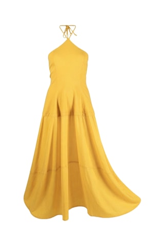 Vestido comprido sem mangas - Amarelo