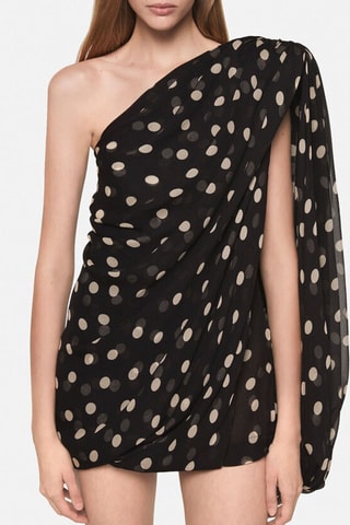Vestido bola em seda sem mangas - Preto - Preto e bege