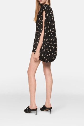 Vestido bola em seda sem mangas - Preto - Preto e bege