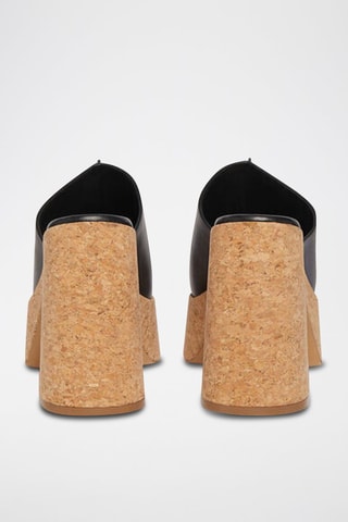 Mules de salto com plataforma - Preto - Bege e preto