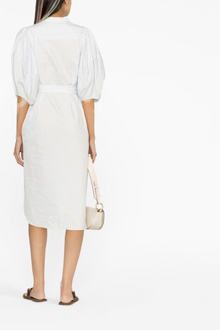 Vestido-camisa - Branco e azul-celeste - Branco e azul
