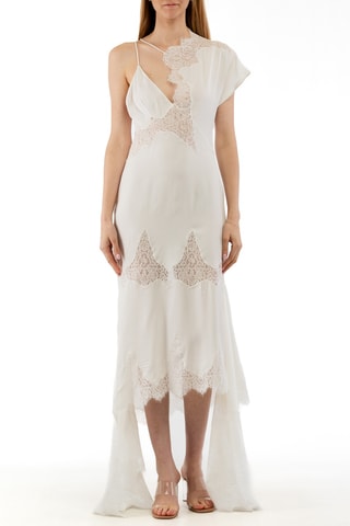 Vestido comprido em seda - Creme - Bege