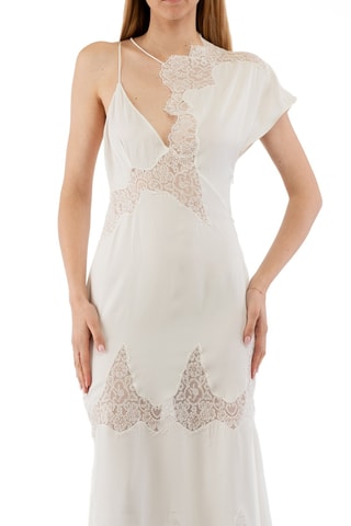 Vestido comprido em seda - Creme - Bege