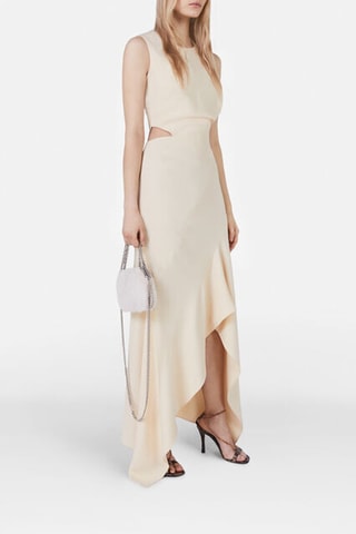 Vestido assimétrico sem mangas - Creme - Bege