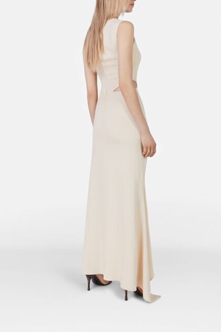 Vestido assimétrico sem mangas - Creme - Bege