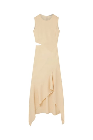 Vestido assimétrico sem mangas - Creme - Bege