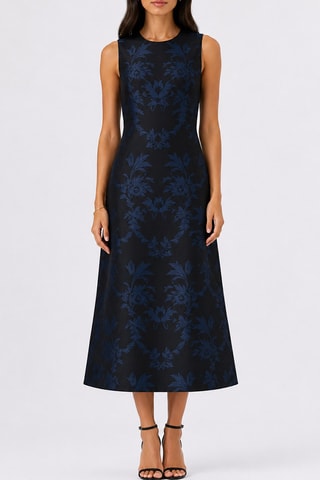 Vestido midi de seda - Preto