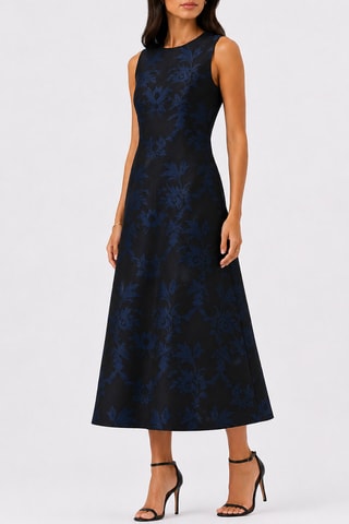 Vestido midi de seda - Preto