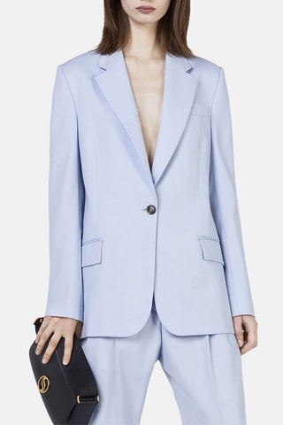 Blazer slim em lã - Azul-celeste - Azul