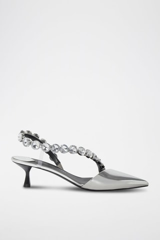 Sapatos de salto envernizados - Prateado - Preto e prateado
