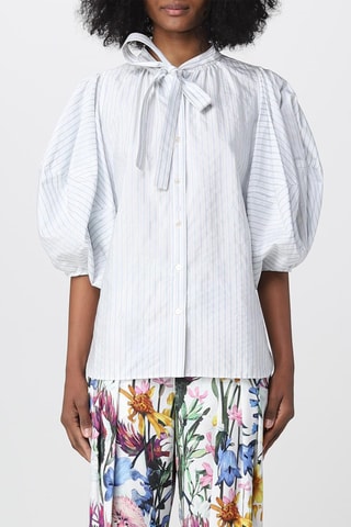 Blusa - Branco e azul-celeste - Branco e azul