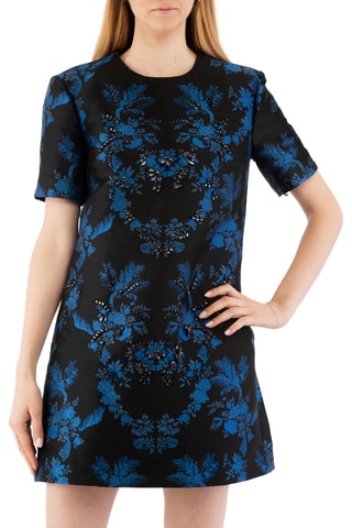 Vestido trapézio - Preto - Preto e azul
