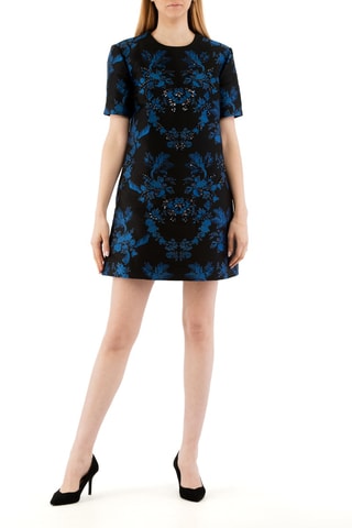 Vestido trapézio - Preto - Preto e azul