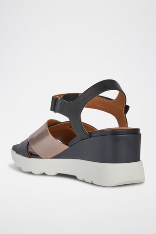 Leren Sandalen met Sleehak Spherica Ec6  - Zwart