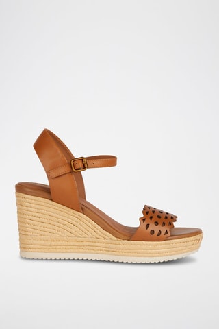 Leren Sandalen met Sleehak Ponza  - Bruin