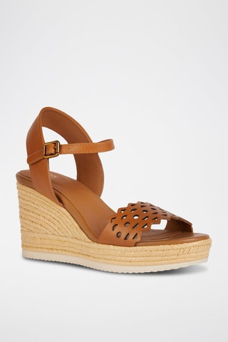 Leren Sandalen met Sleehak Ponza  - Bruin
