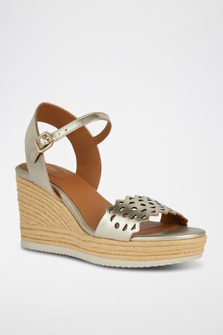 Leren Sandalen met Sleehak Ponza  - Goudkleurig