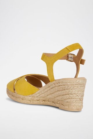 Nubuck Sandalen met Sleehak Gelsa - Geel