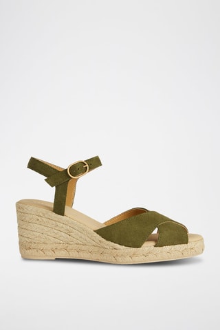 Nubuck Sandalen met Sleehak Gelsa - Groen
