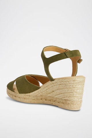 Nubuck Sandalen met Sleehak Gelsa - Groen