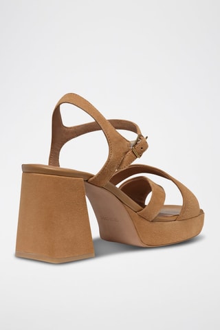 Leren Platform Sandalen met Hak Soledea  - Lichtbruin