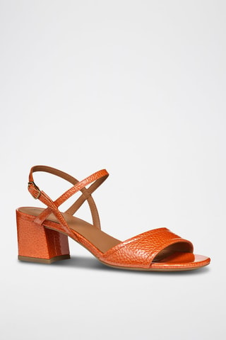 Leren Sandalen met Hak New Eraklia 50  - Oranje